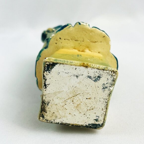 Carnival Chalkware Antique Girl Figurine Green Blue Dress Art Deco 1920s 6” - Picture 7 of 8